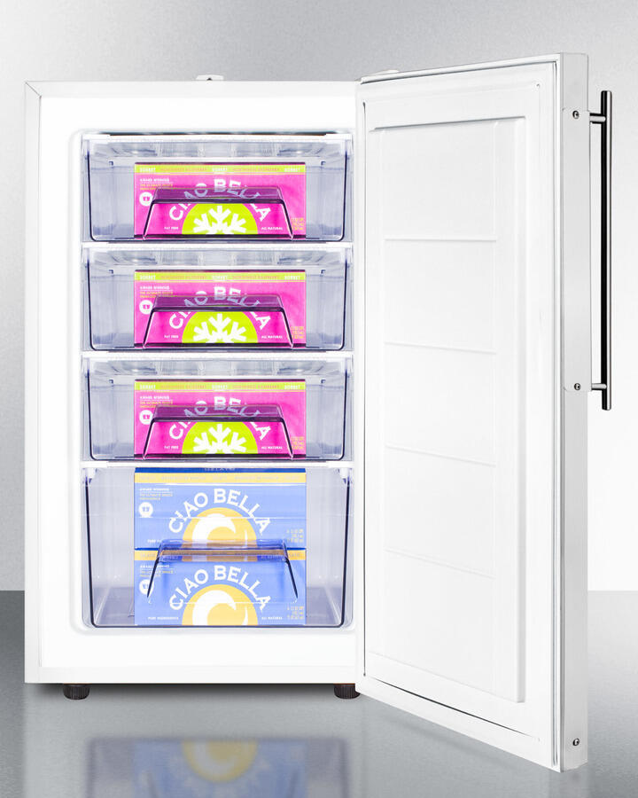 Summit FS407LBIFRADA Ada Compliant 20" Wide Built-In Undercounter All-Freezer For General Purpose Use, -20 C Capable With A Lock And Ss Door Frame For Slide-In Custom Panels
