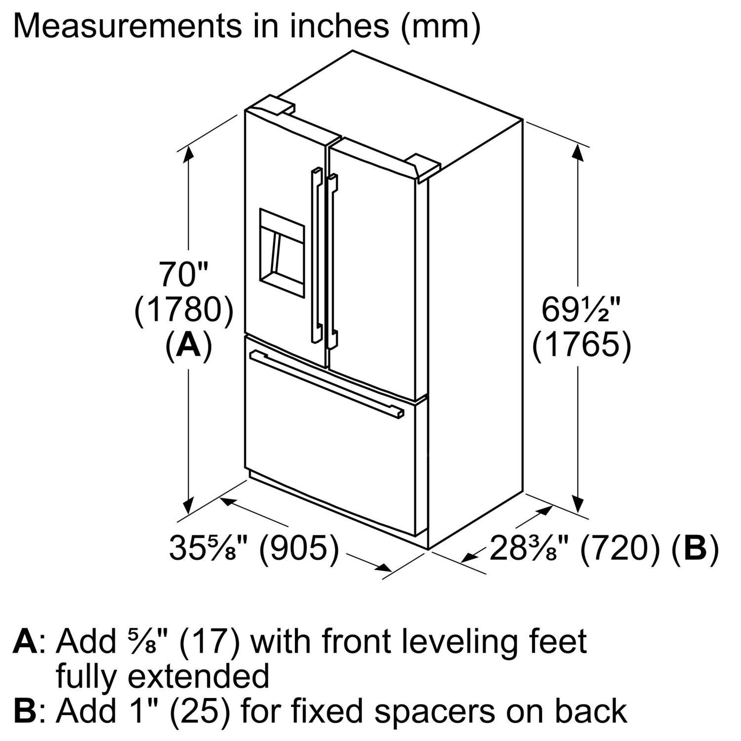 Bosch B36FD50SNS 500 Series French Door Bottom Mount Refrigerator 36'' Easy Clean Stainless Steel B36Fd50Sns