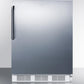 Summit CT661WSSTB Freestanding Counter Height Refrigerator-Freezer For Residential Use, Cycle Defrost With A Stainless Steel Wrapped Door, Towel Bar Handle, And White Cabinet