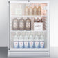 Summit SCR600GLBISHADA Commercially Listed Ada Compliant Built-In Undercounter Beverage Center With White Cabinet, Glass Door, Full-Length Stainless Steel Towel Bar Handle, And Lock