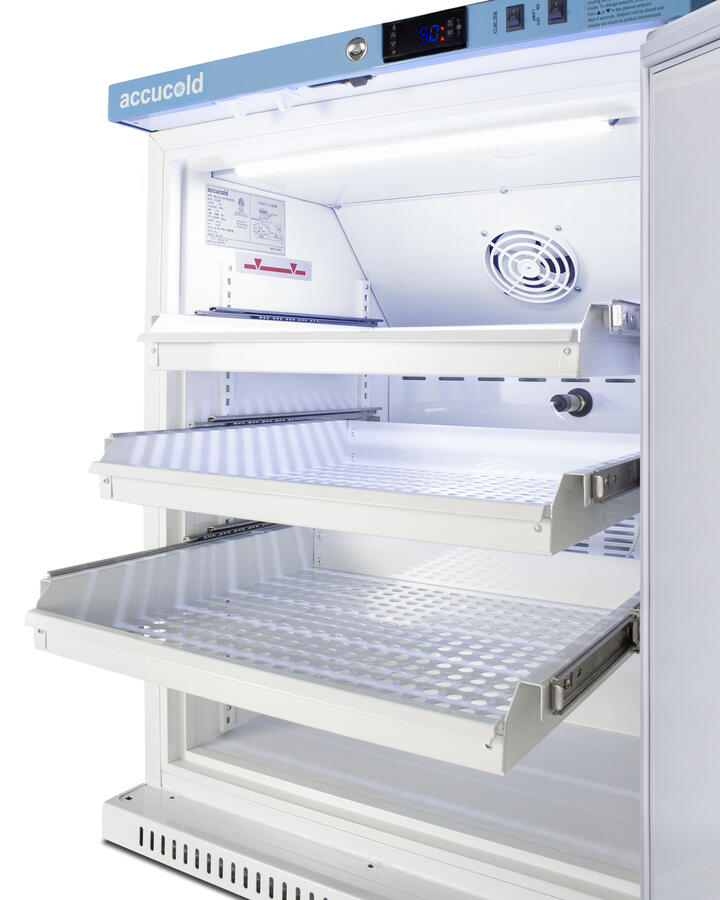 Summit ARS6PVDR Performance Series Pharma-Vac 6 Cu.Ft. Freestanding Ada Height All-Refrigerator For Vaccine Storage With Three Removable Ventilated Drawers, Antimicrobial Silver-Ion Handle, And Hospital Grade Cord With 'Green Dot' Plug