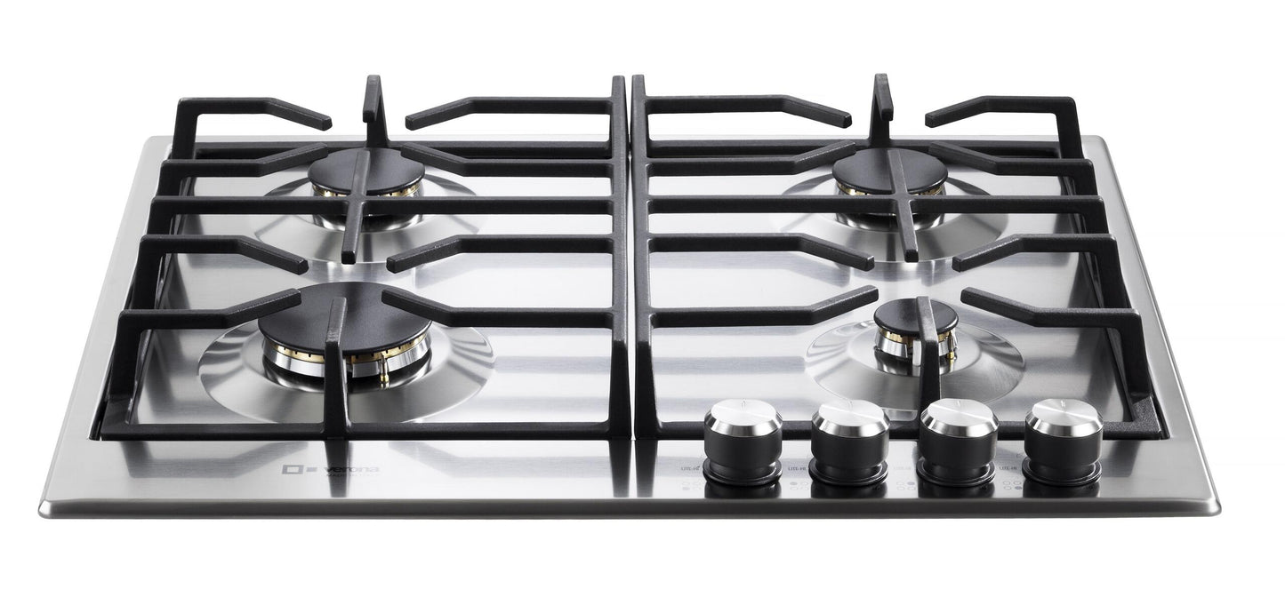 Verona VDGCT424FSS Verona 24" Designer Gas Cooktop-Brass Burners Ss