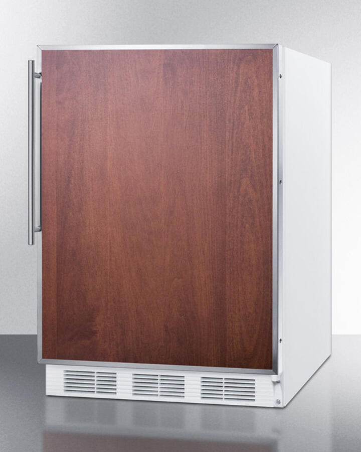Summit CT661BIFR Built-In Undercounter Refrigerator-Freezer For Residential Use, Cycle Defrost With A Deluxe Interior, Ss Door Frame For Slide-In Panels, And White Cabinet