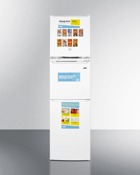 Summit AZRF7W Stacked Combination Of The Ffar23L Automatic Defrost All-Refrigerator With Lock And The Energy Star Certified Ff71Es Refrigerator-Freezer To Create An Allergy-Sensitive Zone And General Purpose Food And Beverage Storage