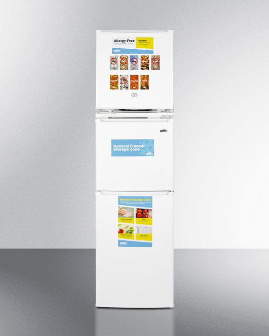 Summit AZRF7W Stacked Combination Of The Ffar23L Automatic Defrost All-Refrigerator With Lock And The Energy Star Certified Ff71Es Refrigerator-Freezer To Create An Allergy-Sensitive Zone And General Purpose Food And Beverage Storage