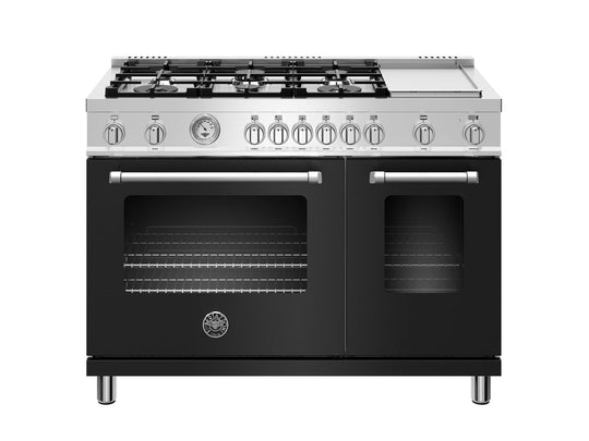 Bertazzoni MAST486GGASNEE 48 Inch All Gas Range, 6 Burner And Griddle Nero Matt