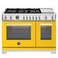 Bertazzoni PRO486BTFEPGIT 48 Inch Dual Fuel Range, 6 Brass Burners And Griddle, Electric Self-Clean Oven Giallo