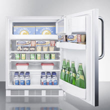 Summit AL650BISSTB Built-In Undercounter Ada Compliant Refrigerator-Freezer For General Purpose Use, W/Dual Evaporator Cooling, Cycle Defrost, Ss Door, Tb Handle, White Cabinet