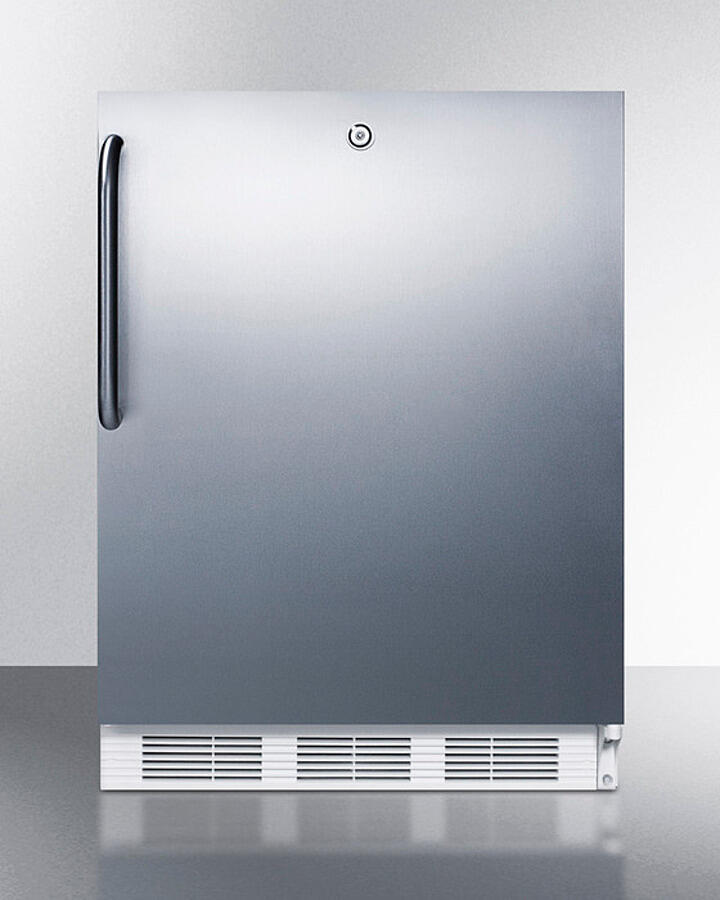 Summit CT66LWBISSTBADA Built-In Undercounter Ada Compliant Refrigerator-Freezer For General Purpose Use, W/Dual Evaporator Cooling, Lock, Ss Door, Tb Handle, White Cabinet