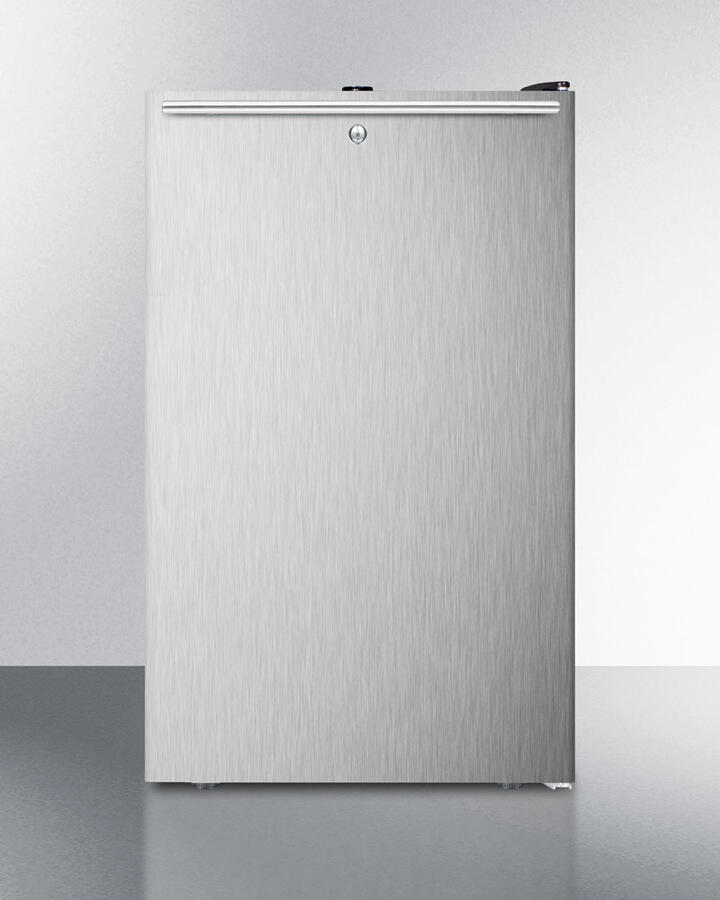 Summit FS408BLBISSHHADA Ada Compliant 20" Wide Built-In Undercounter All-Freezer, -20 C Capable With A Lock, Stainless Steel Door, Horizontal Handle And Black Cabinet