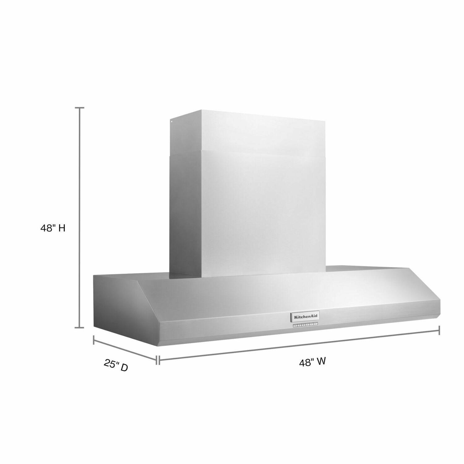 Kitchenaid KVWC958KSS 48'' 585 Or 1170 Cfm Motor Class Commercial-Style Wall-Mount Canopy Range Hood - Stainless Steel