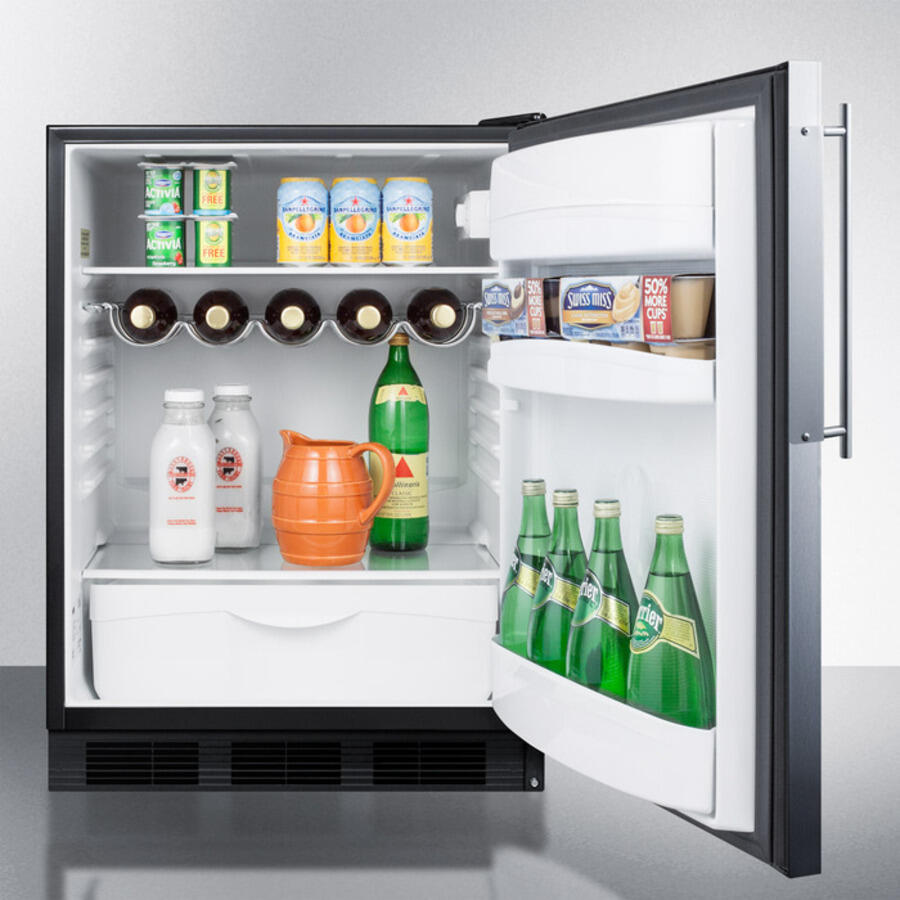 Summit FF63BBIFR Built-In Undercounter All-Refrigerator For Residential Use, Auto Defrost With A Door Frame To Accept Slide-In Panels And Black Cabinet Finish