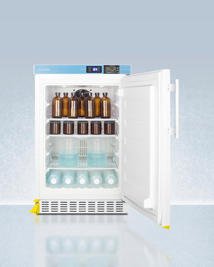 Summit ACR45LSTO Pharmacy Series Ada Compliant 20" Wide Built-In Undercounter All-Refrigerator For Vaccine Storage, Frost-Free With Step-To-Open Door Pedal, Internal Fan, External Digital Controls And Thermometer, And Lock