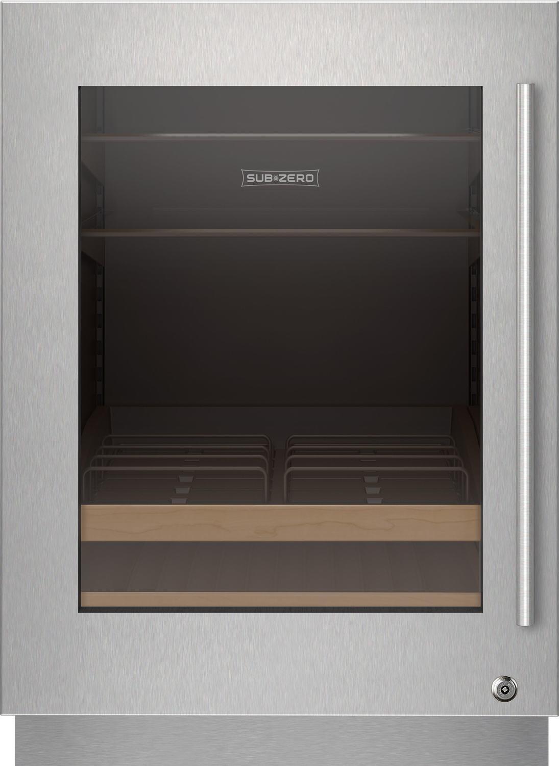 Sub-Zero 9029026 Stainless Steel Glass Door Panel With Lock - Tubular Handle, Left Hinge