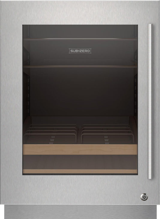 Sub-Zero 9029026 Stainless Steel Glass Door Panel With Lock - Tubular Handle, Left Hinge