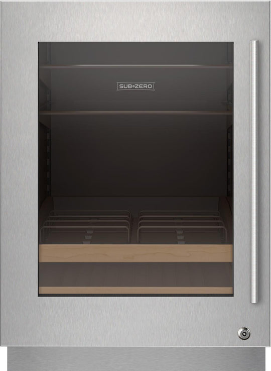 Sub-Zero 9029026 Stainless Steel Glass Door Panel With Lock - Tubular Handle, Left Hinge