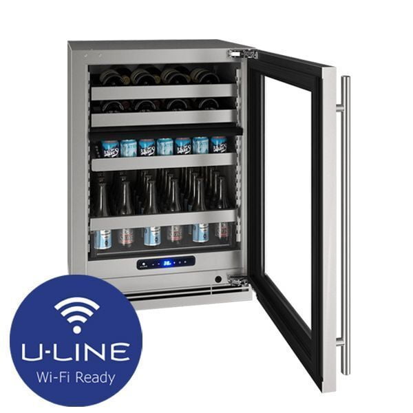 U-Line UHBD524SG51A Hbd524 24" Dual-Zone Beverage Center With Stainless Frame Finish And Left-Hand Hinge Door Swing (115 V/60 Hz Volts /60 Hz Hz)