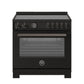 Bertazzoni PRO365ICFEPCAT 36 Inch Induction Range, 5 Heating Zones And Cast Iron Griddle, Electric Self-Clean Oven Carbonio