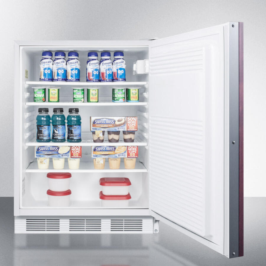 Summit AL750BIIF Ada Compliant Built-In Undercounter All-Refrigerator For General Purpose Use, Auto Defrost W/Integrated Door Frame For Custom Overlay Panels And White Cabinet