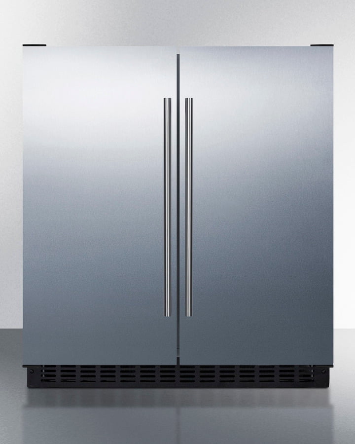 Summit FFRF3075WCSS Frost-Free Side-By-Side Refrigerator-Freezer For Built-In Or Freestanding Use Wrapped Stainless Steel Exterior And Digital Controls