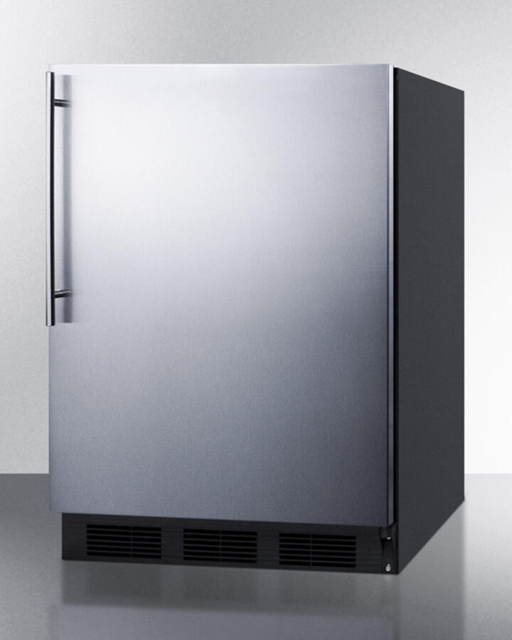 Summit AL652BSSHV Freestanding Ada Compliant Refrigerator-Freezer For General Purpose Use, W/Dual Evaporator Cooling, Cycle Defrost, Ss Door, Thin Handle, And Black Cabinet