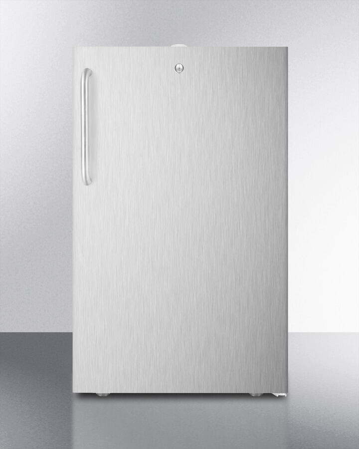 Summit FF521BLCSSADA Ada Compliant 20" Wide Built-In Undercounter All-Refrigerator For General Purpose Use, Auto Defrost With Lock And Stainless Steel Exterior