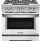 Kitchenaid KDRS467VMW 36'' 6-Burner Dual Fuel Freestanding Range, Commercial-Style Imperial White