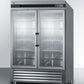 Summit SCR49SSG 49 Cu.Ft. Commercial Reach-In Refrigerator In Complete Stainless Steel With Glass Doors