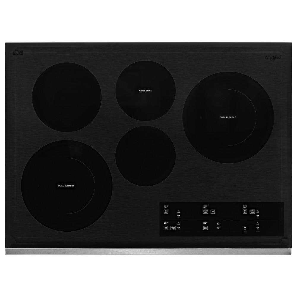 Whirlpool WCE97US0KS 30-Inch Electric Ceramic Glass Cooktop With Two Dual Radiant Elements