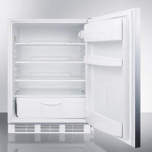 Summit FF6BISSHHADA Ada Compliant All-Refrigerator For Built-In General Purpose Use, Auto Defrost W/Stainless Steel Wrapped Door, Horizontal Handle, And White Cabinet