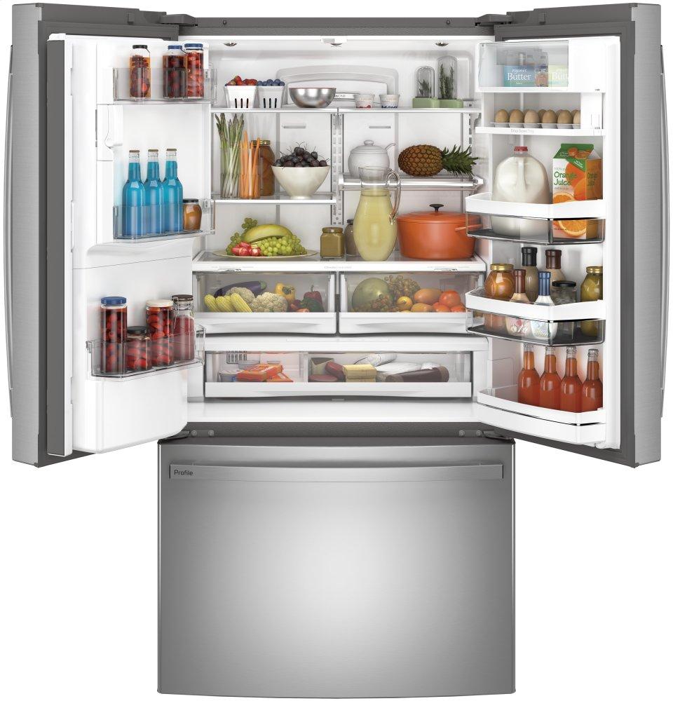 Ge Appliances PYE22PYNFS Ge Profile™ Series Energy Star® 22.1 Cu. Ft. Smart Counter-Depth Fingerprint Resistant French-Door Refrigerator With Keurig® K-Cup® Brewing System