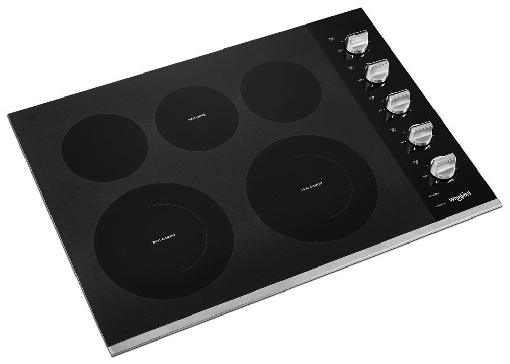 Whirlpool WCE77US0HS 30-Inch Electric Ceramic Glass Cooktop With Two Dual Radiant Elements