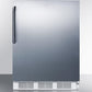 Summit FF61BISSTB Built-In Undercounter All-Refrigerator For Residential Use, Auto Defrost With A Stainless Steel Wrapped Door, Towel Bar Handle, And White Cabinet