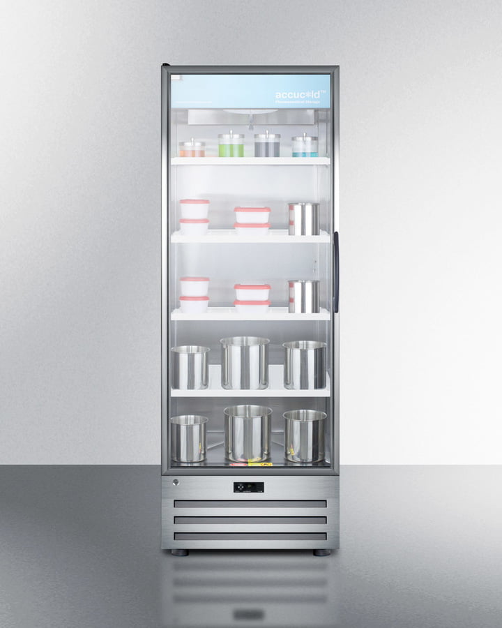 Summit ACR1718LH Full-Size Pharmaceutical All-Refrigerator With A Glass Door (Left Hand Door Swing), Lock, Digital Thermostat, And A Stainless Steel Interior And Exterior Cabinet