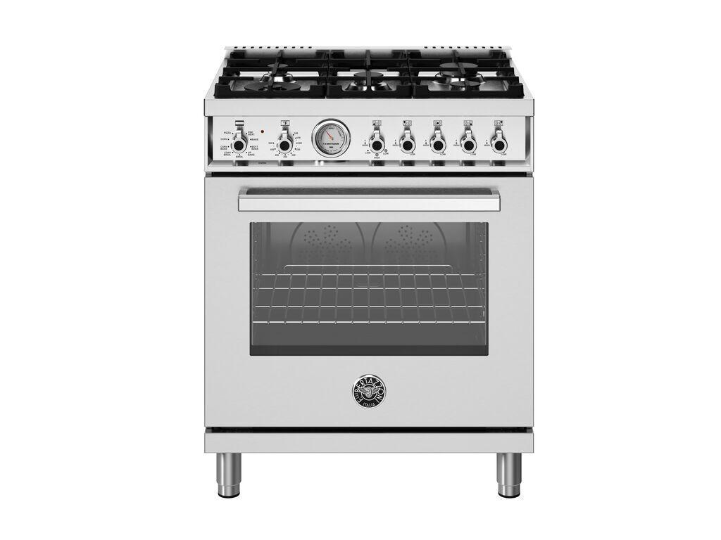 Bertazzoni PRO305DFMXV 30 Inch Dual Fuel Range, 5 Burners, Electric Oven Stainless Steel