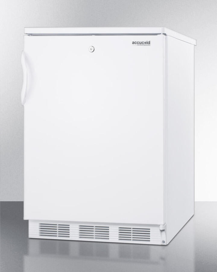 Summit FF7L Commercially Listed Freestanding All-Refrigerator For General Purpose Use, With Front Lock, Automatic Defrost Operation And White Exterior