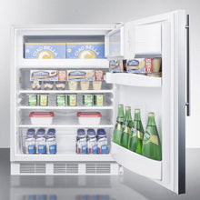 Summit AL650BISSHV Built-In Undercounter Ada Compliant Refrigerator-Freezer For General Purpose Use, W/Dual Evaporator Cooling, Ss Door, Thin Handle, White Cabinet