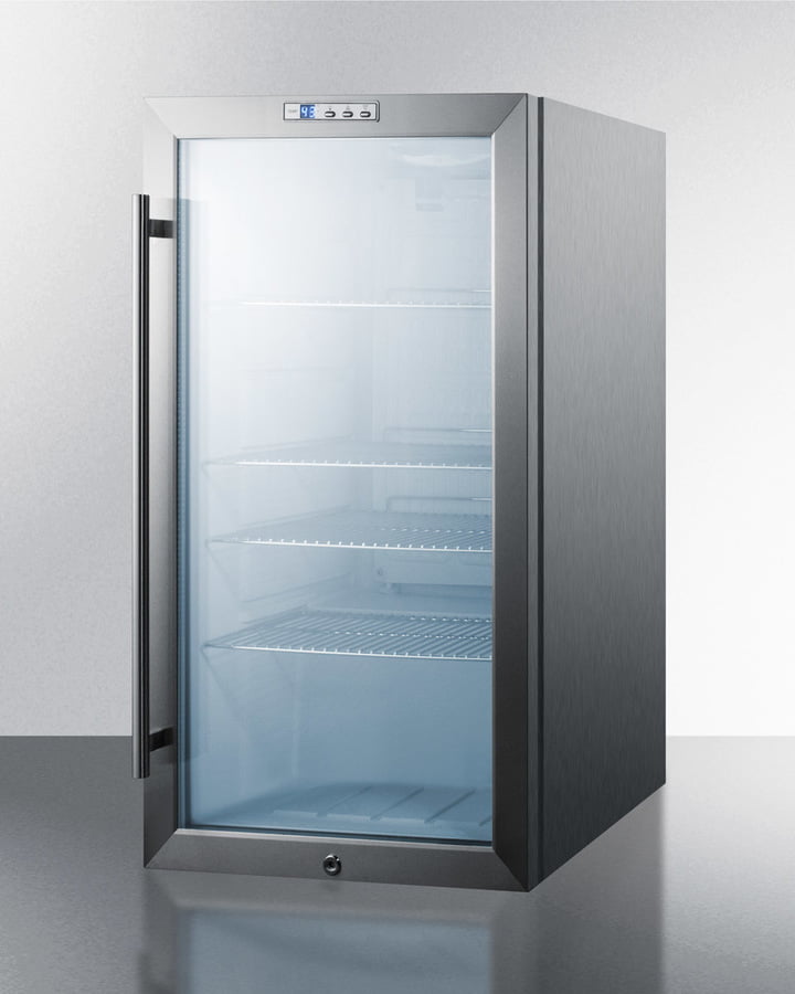 Summit SCR486LBICSS Commercial Built-In Capable Beverage Merchandiser With Glass Door, Stainless Steel Cabinet, Front Lock, And Digital Thermostat