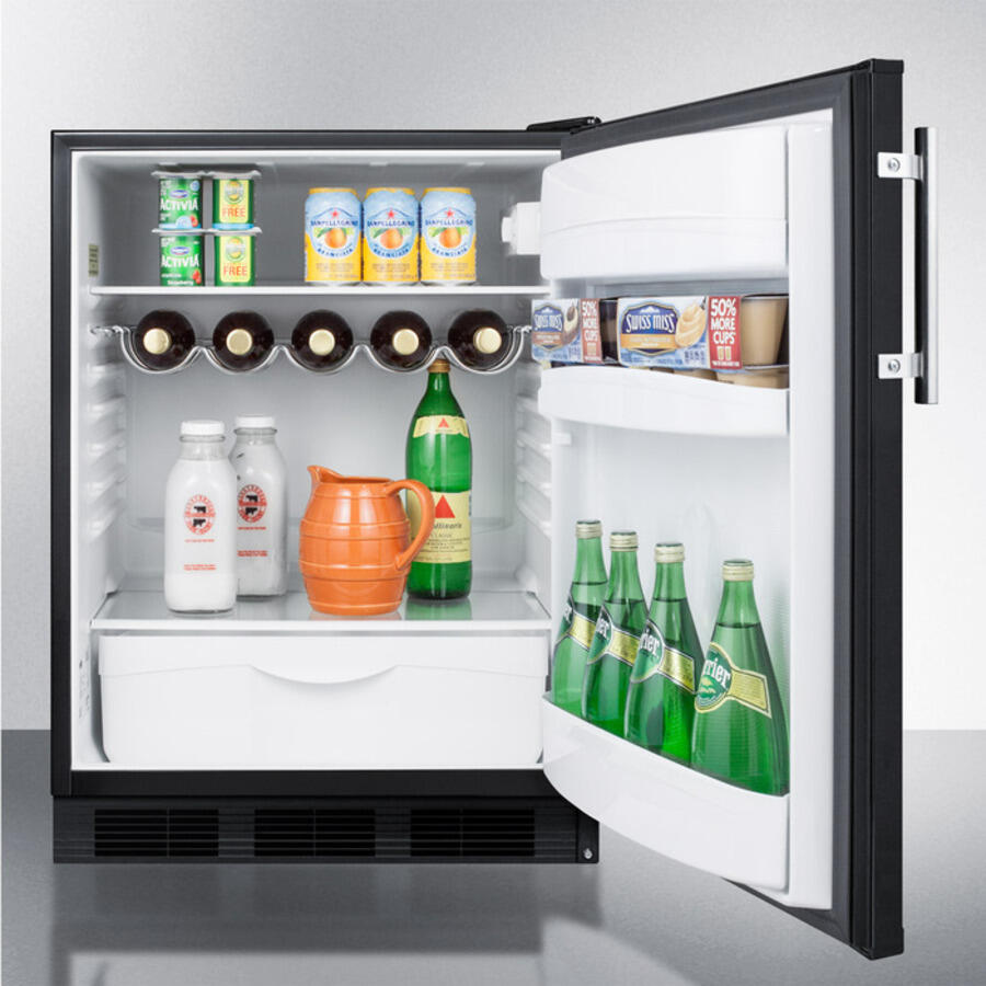 Summit FF63BBI Built-In Undercounter All-Refrigerator For Residential Use, Auto Defrost With Black Exterior