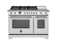 Bertazzoni HER486BTFEPXT 48 Inch Dual Fuel Range, 6 Brass Burners And Griddle, Electric Self-Clean Oven Stainless Steel