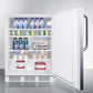 Summit AL750BISSTB Ada Compliant Built-In Undercounter All-Refrigerator For General Purpose Use, Auto Defrost W/Ss Wrapped Door, Towel Bar Handle, And White Cabinet