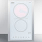 Summit CR2B23T4WTK15 230V 2-Burner Cooktop In White Ceramic Schott Glass With Digital Touch Controls And Stainless Steel Frame To Allow Installation In 15