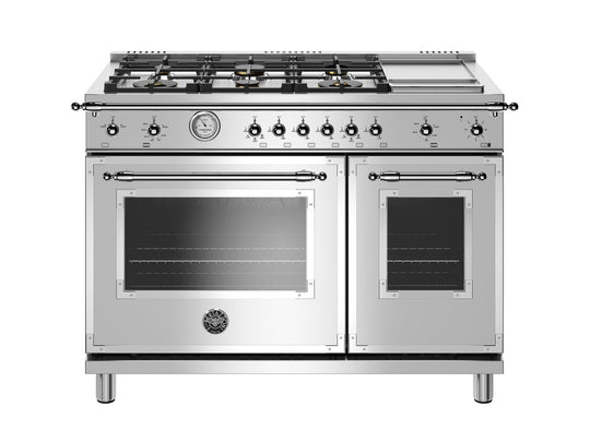 Bertazzoni HERT486GGASXT 48 Inch All-Gas Range 6 Brass Burner And Griddle Stainless Steel