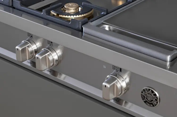 Bertazzoni PROF486GRTBXT 48 Gas Rangetop 6 Brass Burner + Electric Griddle Stainless Steel