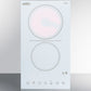 Summit CR2B23T4W 230V 2-Burner Cooktop In White Ceramic Schott Glass With Digital Touch Controls, 3000W