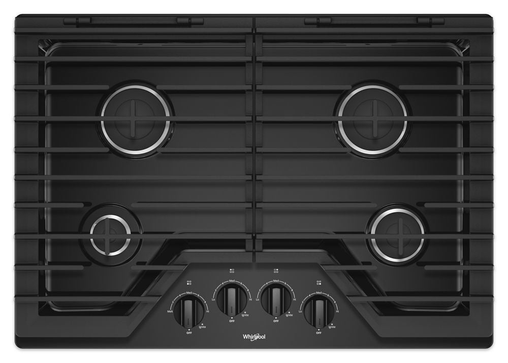 Whirlpool WCG55US0HB 30-Inch Gas Cooktop With Ez-2-Lift Hinged Cast-Iron Grates
