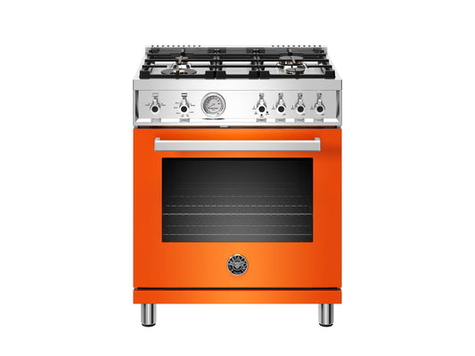 Bertazzoni PROF304GASART 30 Inch All Gas Range, 4 Brass Burner Arancio