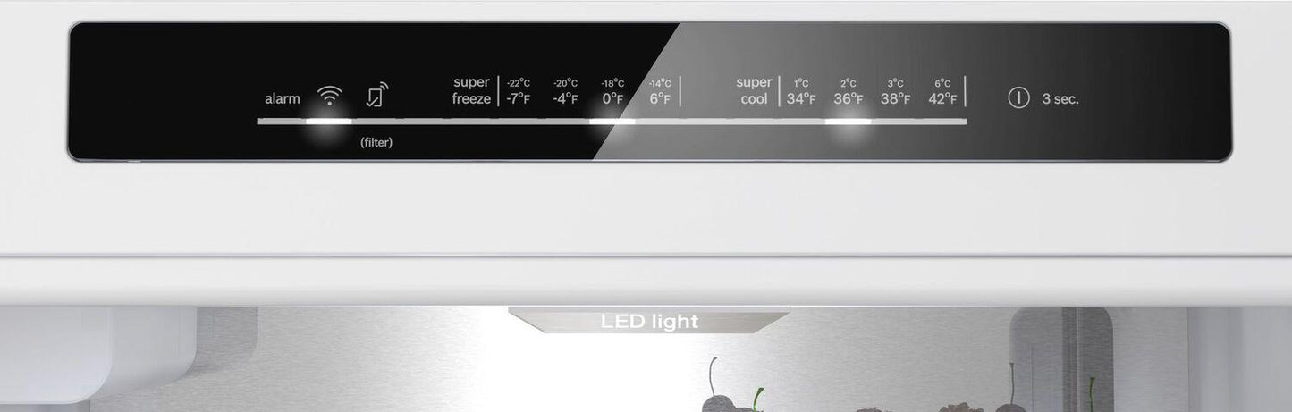 Bosch B24CB80ESW 800 Series Free-Standing Fridge-Freezer With Freezer At Bottom, Glass Door 24" White