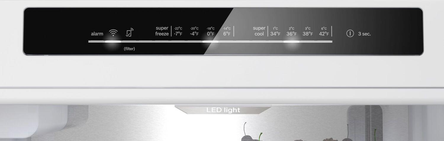 Bosch B24CB80ESW 800 Series Free-Standing Fridge-Freezer With Freezer At Bottom, Glass Door 24" White