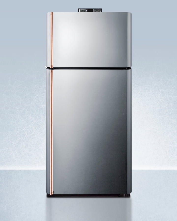 Summit BKRF18PLCP 18 Cu.Ft. Break Room Refrigerator-Freezer With Pure Copper Handles And Factory-Installed Nist Calibrated Alarm/Thermometers